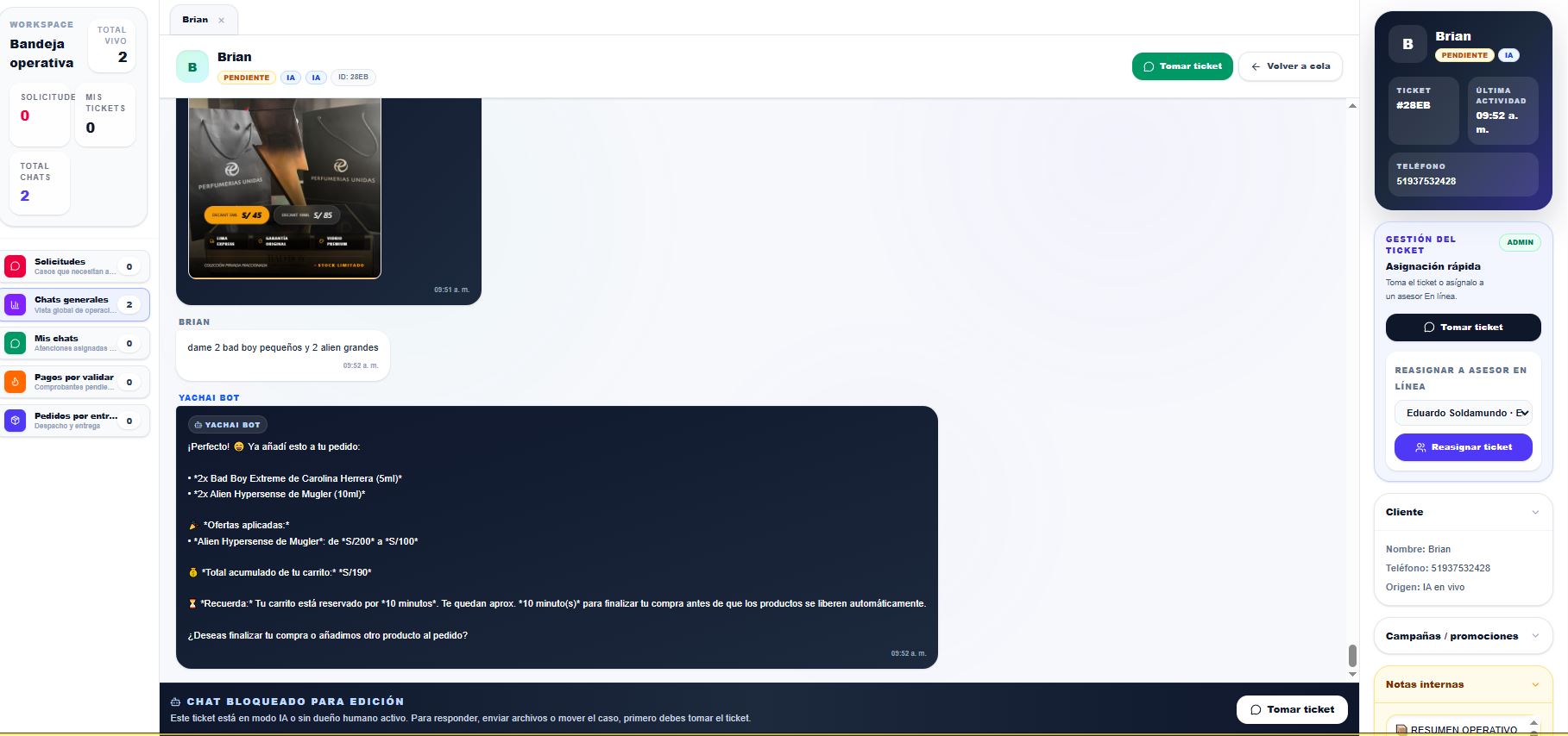 Bot YachAI respondiendo al cliente en tiempo real